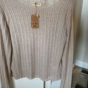 Natural Life Beige Ribbed Women's Top